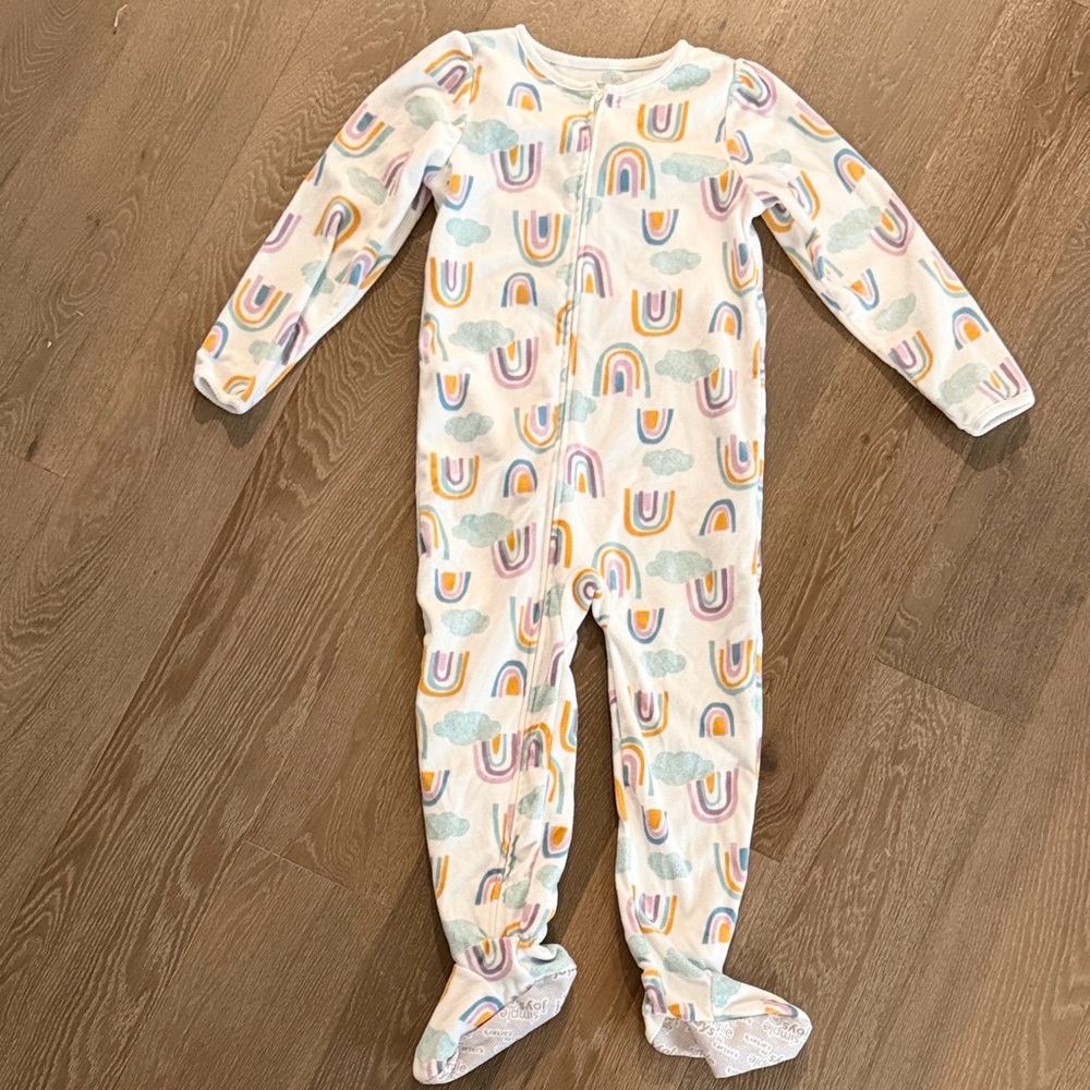 Simple Joys by Carters rainbow fleece onesie. Size:5. Gently Used.